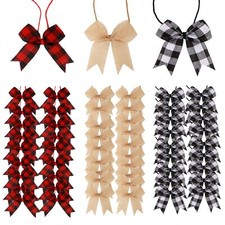 24 Pcs 3 Inch Mini Buffalo Plaid Check Ribbon Bow Smal Bows for Crafts Sewing...