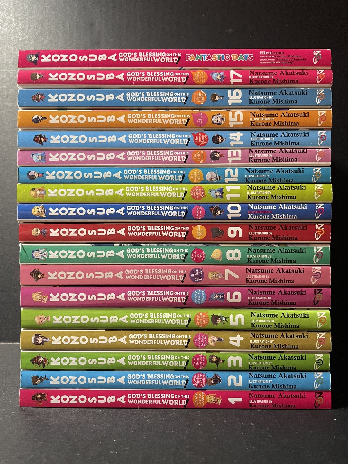 Konosuba Novela Ligera Volúmenes 1-17 + Novela Extra Días Fantásticos Nuevo Inglés