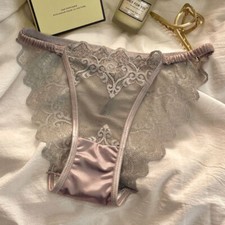 5 Pack Lot Womens French Lace Panties Satin String Sheer Underwear Undies Briefs