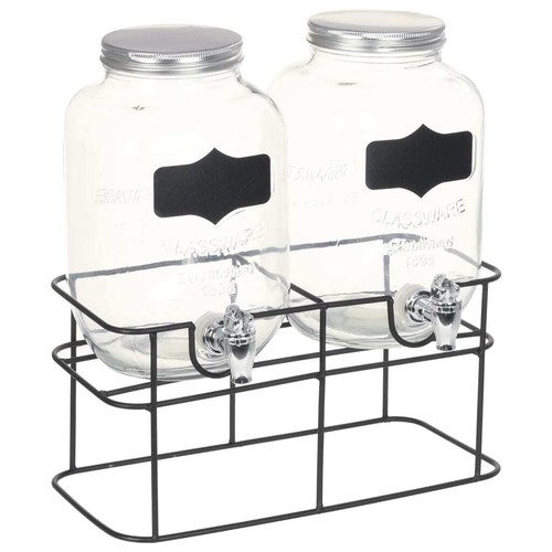 2x Distributori di Bevande con Supporto Vetro Brocche Caraffe Dispenser vidaXL - Foto 2 di 6