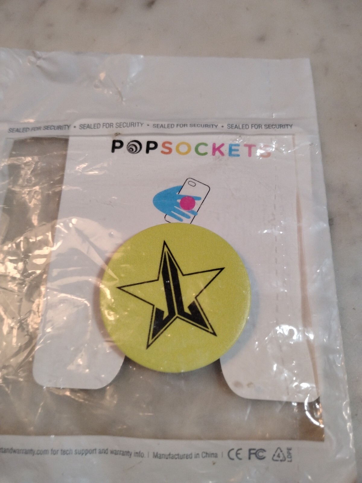 JEFFREE STAR Pop Socket Popsocket Phone Grip & Stand Yellow NEW Sealed-image