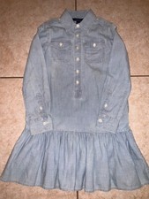 GIRLS POLO RALPH LAUREN CHAMBRAY BUTTON DOWN DRESS SIZE 7 EXCELLENT CONDITION