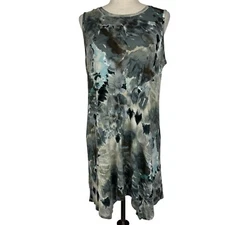 LOGO Layers Lori Goldstein Top Women Medium Gray Abstract Asymmetrical Tunic