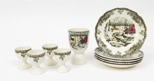 Johnson Bros 'The Friendly Village' Set of 4 Egg Cups Codders + Double Egg Cup