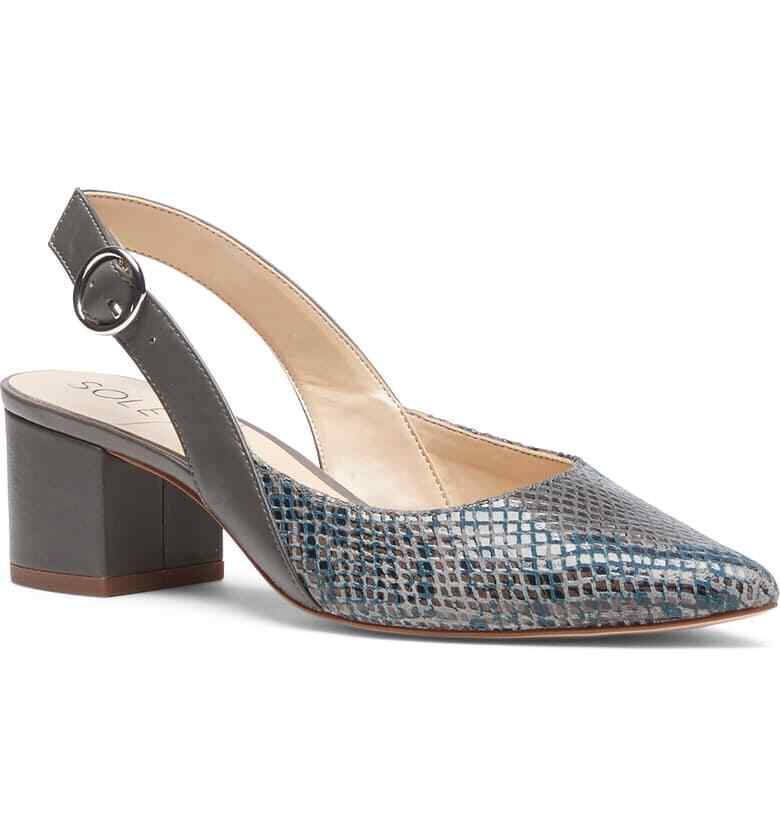 NIB Sole Society Women's Kyndee Pump Grey Blue Snake Print Shoe $99.95   Size 6