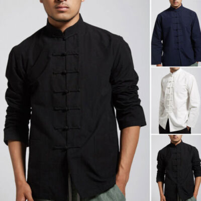 Men Chinese Traditional Kung Fu Tai Chi Coat Tang Suit Uniform Jacket Clothing C