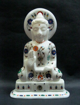 White Marble Buddha Statue , Table Master Piece , Gemstone Lord Buddha Sculpture