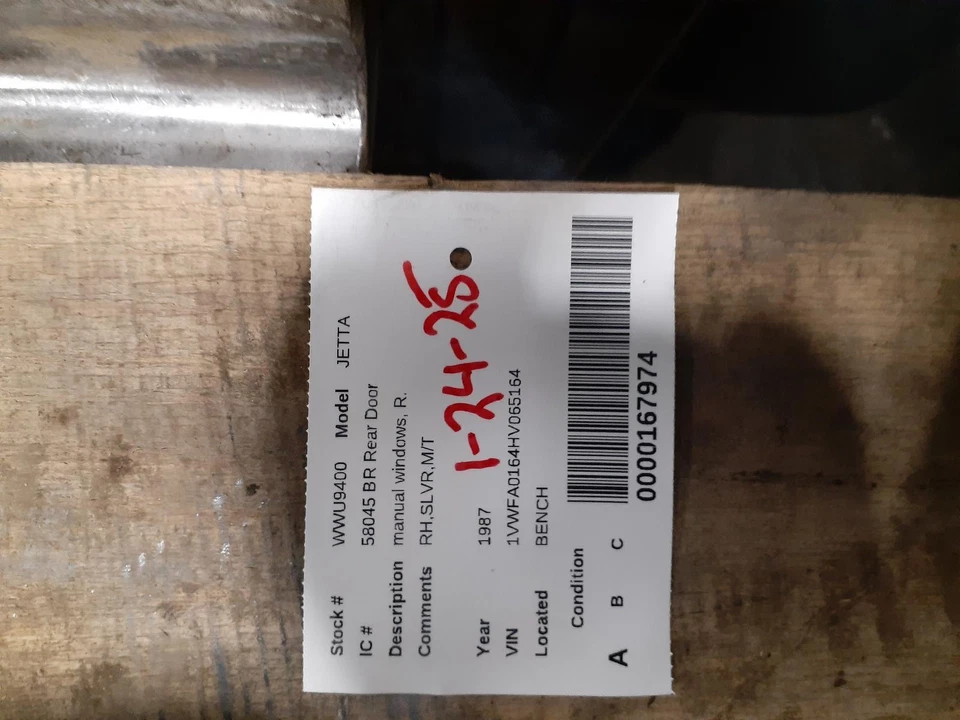 Used Rear Right Door Assembly Rear Side fits: 1987 Volkswagen Jetta manual Rear - Изображение 3 из 4