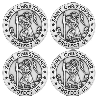 Paquete de 4 clips para visera de medalla de San Cristóbal para automóvil