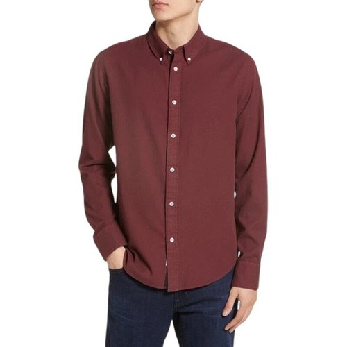 Rag & Bone NWT Fit 2 Dobby Tomlin Poplin LS Button Shirt Burgundy Red Size S