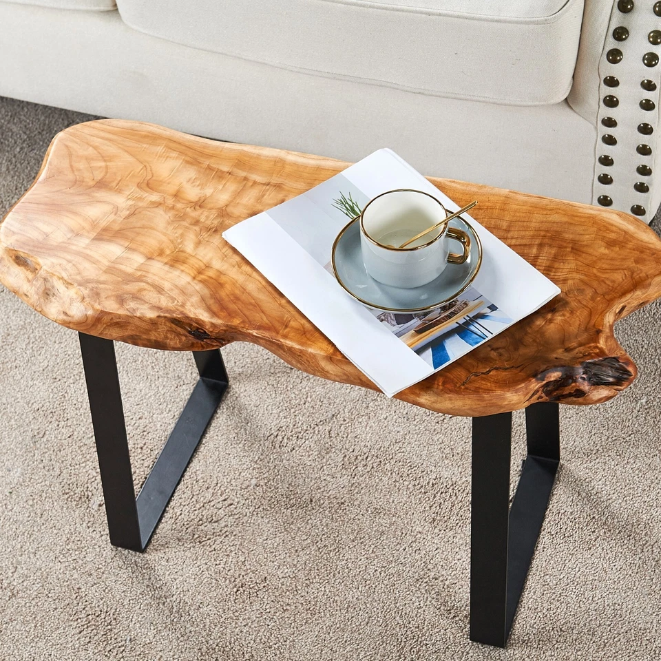 Banco de madera rústico tallada a mano borde natural entrada borde vivo banco de madera Foto 2 de 4