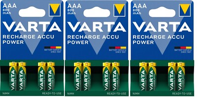 Pile Ricaricabili Varta AAA 800mAh &ndash; Confezione Da 4 &ndash; NiMH, 1,2V
