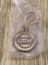 Lots 2 New Vintage C1970s Round Brass Gulf Gas Oil Bulldozer Key Fob W Ring Lots 2 New Vintage C1970s Round Brass Gulf Gas Oil Bulldozer Key Fob W Ring