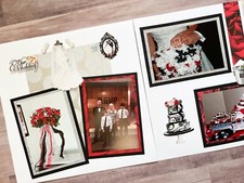 Red Wedding Scrapbook Pages, Wedding Scrapbook Layouts, Premade Wedding Pages