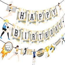 Volleyball Birthday Banners 4pcs Hanging Decorations for Volleyball Themed Party