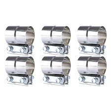 6PCS 2.5" Stainless Steel Lap Joint Band Muffler Exhaust Pipe Clamp Coupler