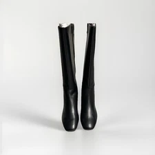 Easy Spirit Tony Arch Black Leather Knee High Block Heel Boots US 7.5M NWOB