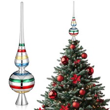 Christmas Tree Topper Glass Finials Treetop for Christmas Tree Ornaments