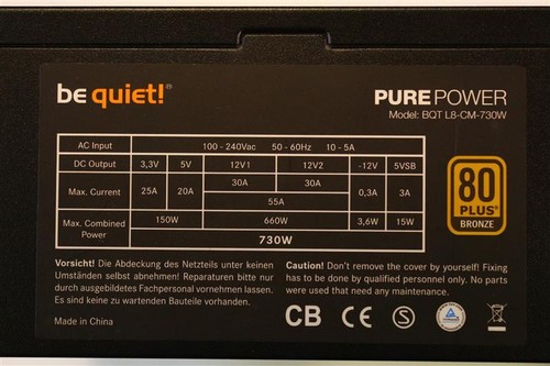Be Quiet Pure Power L8-CM 730W (BN183) ATX Netzteil 730 Watt 80+ modular  #88675