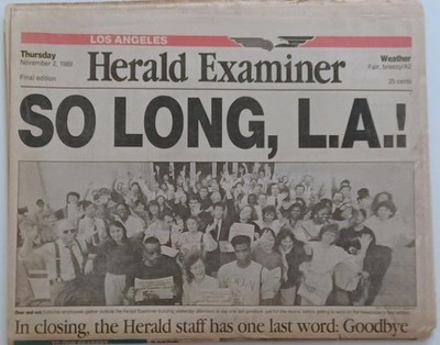 LOS ANGELES HERALD EXAMINER FINAL EDITION NOVEMBER 2, 1989 FULL NEWSPAPER ISSUE