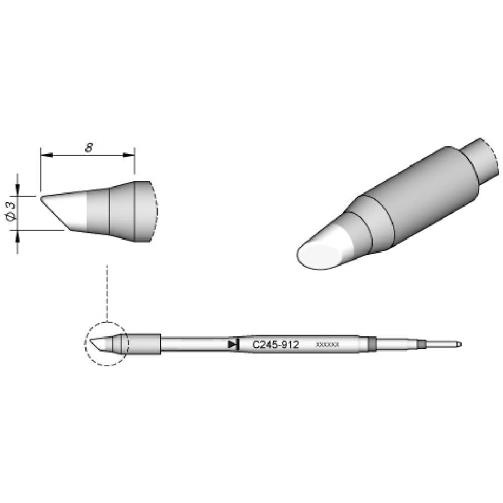 Panne de fer à souder JBC Tools biseautée C245912 haute précision en cuivre plaqué fer