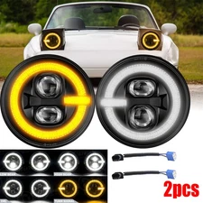 7" Inch LED Headlights w/Halo DRL Turn Signals For 90-97 Mazda NA Miata MX5 MX-5