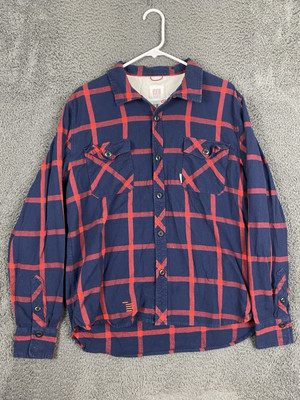 Topo Designs Shirt Mens Large Blue Red Plaid Casual Outdoor Workwear