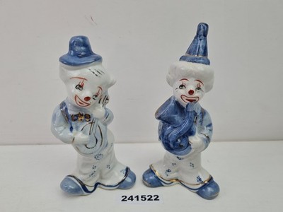 2x Figuren Porzellan Clown Instrumente Made in China Dekoration #241522