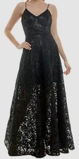 Taylor Women's Black Sleeveless Embellished Lace Gown Dress Size 4