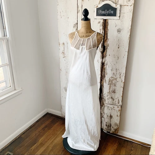 UNDERCOVER VINTAGE Victoria Secret abito lungo bianco maglia lingerie slip ETICHETTA ORO tg L