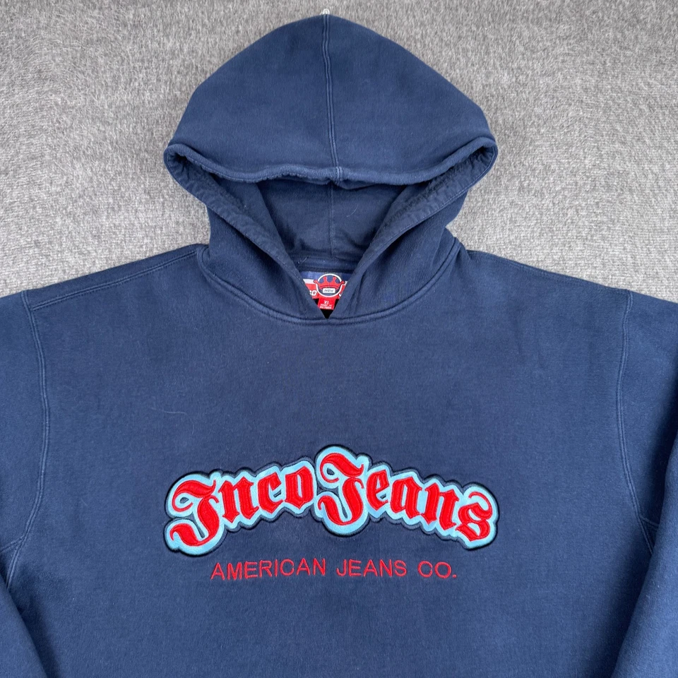 Sudadera con Capucha JNCO Jeans Vintage Para Hombre XL Azul Skate Grunge Pullover Sudadera Y2K Foto 2 de 4