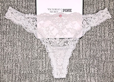 Victoria's Secret Dream Angels NWT XXL Gray Lace Thong Panty Sheer Cute