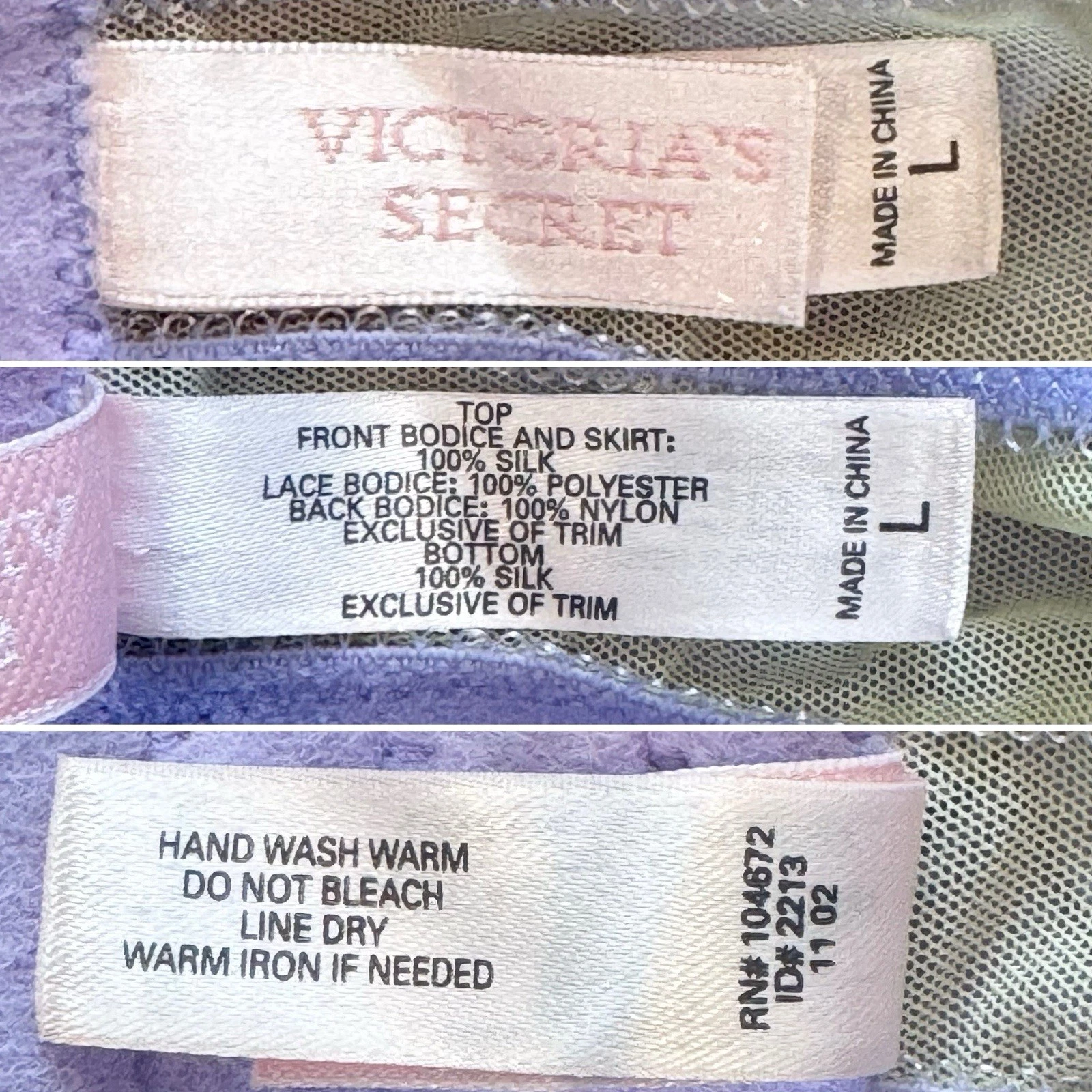 UNDERCOVER Abito slip Y2K Victoria’s Secret in chiffon di seta damigella babydoll viola pastello L