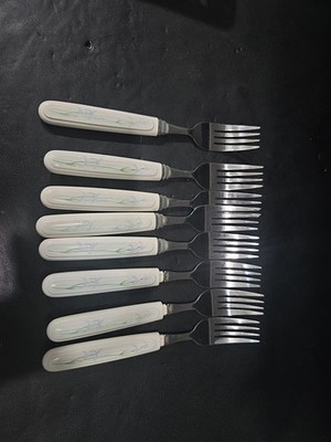 Corelle Shadow Iris Forks, 8 Piece Flatware, Corning Rostfrei, Vintage Utensils