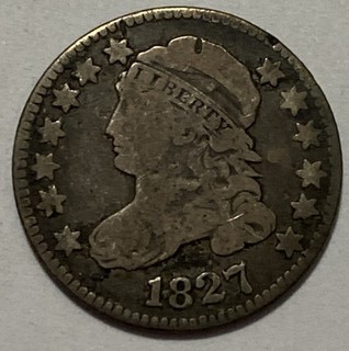 1827 Tough Date Capped Bust Silver Dime Exact Coin Imaged #CB8