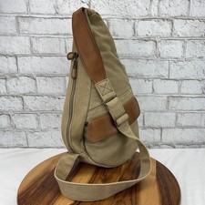 Vintage LL Bean Ameribag Beige Canvas Leather Crossbody Sling Bag Style: 0ALX9