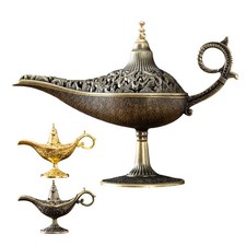 Vintage Aladdin Genie Oil Lamp Incense Burner Metal Small Coil Incense Holder