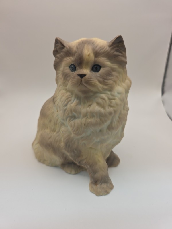 Munro 1995 Tan Himalayan Cat Blue Eyes Musical Figurine Music Box Edelweiss