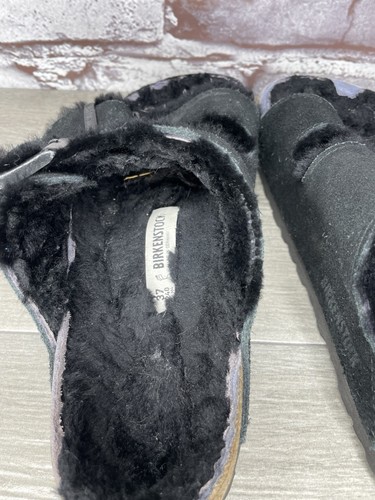 Birkenstock Arizona Black Suede Fur Cork Slides Sandals Women’s Sz 37EU/6.5M US - Picture 6 of 22