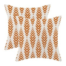 Burnt Orange Boho Pillow Covers 18 x 18 Inch Set of 2 Bohemian Herringbone Et...