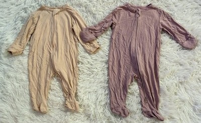 Aablexema Baby Girl One Piece Set Of 2 Bamboo Sleeper Footie Pajamas Zip Up 0-3M