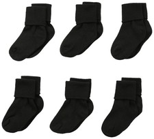 Baby Girls 6 Pair Pack Seamless Turn Cuff Socks Cotton Soft