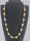 Vintage Gold Tone Beaded Necklace Multi-Color Glass Beads Costume Jewelry