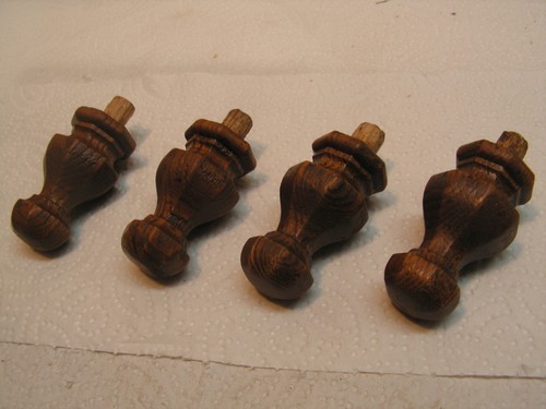 VINTAGE LOT OF 4 OCTAGON TOPPERS WOOD SPINDLES SALVAGED  2" + 1/2" Peg. 2 1/2"To