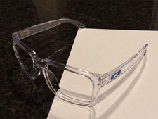 Custom Oakley HOLBROOK Polish Clear Frame Blue ICONS Chrome Rivets 55mm Lens