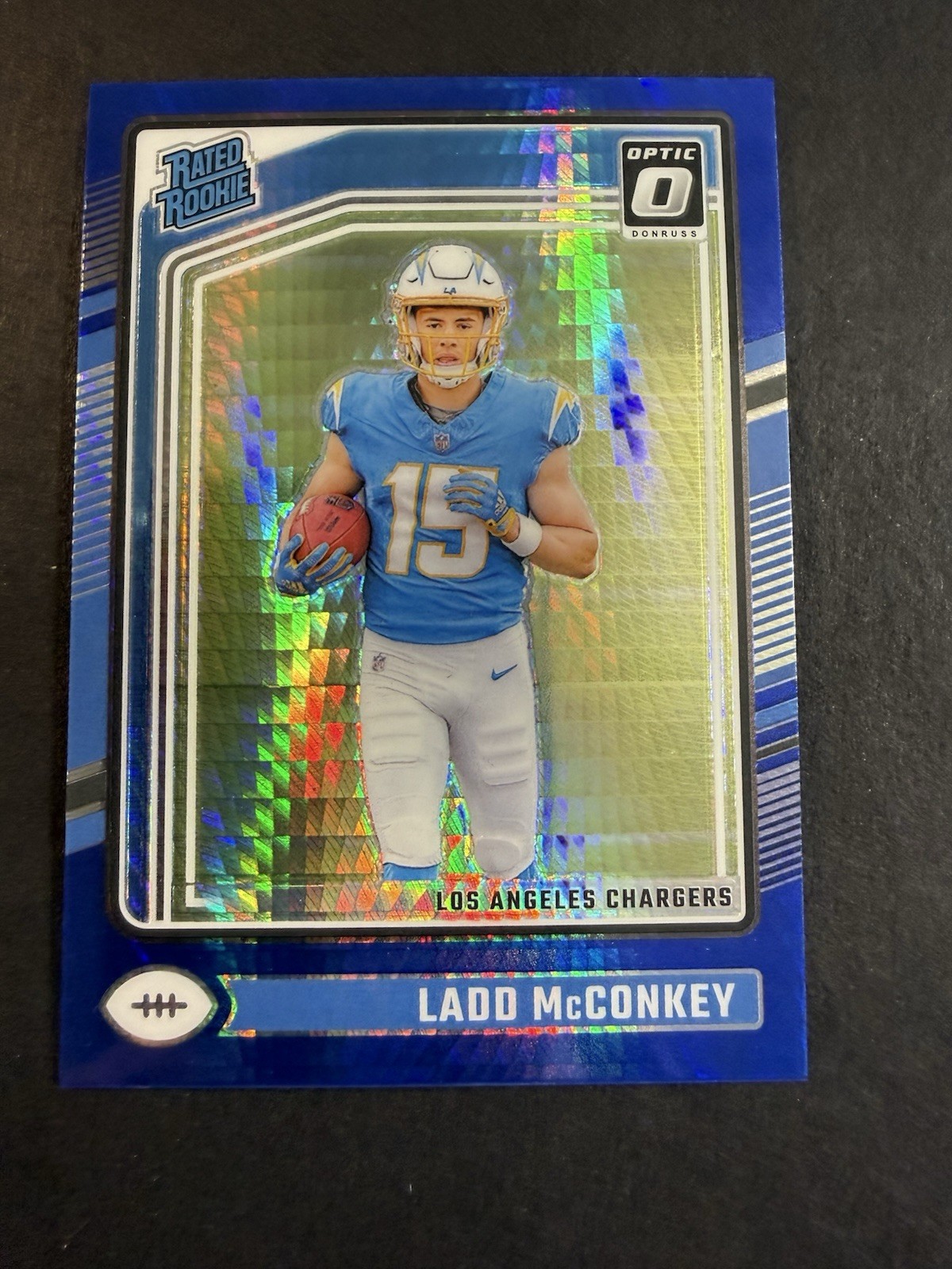 2024 Panini Donruss Optic Rated Rookie Ladd McConkey Blue Hyper Parallel #266