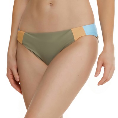 New prAna - L - Tulum Swim Bikini Bottom Green Peach Blue Color Block Mid Rise