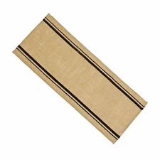 Black Table Runner, Burlap Stripe Wheat, 14 by 36