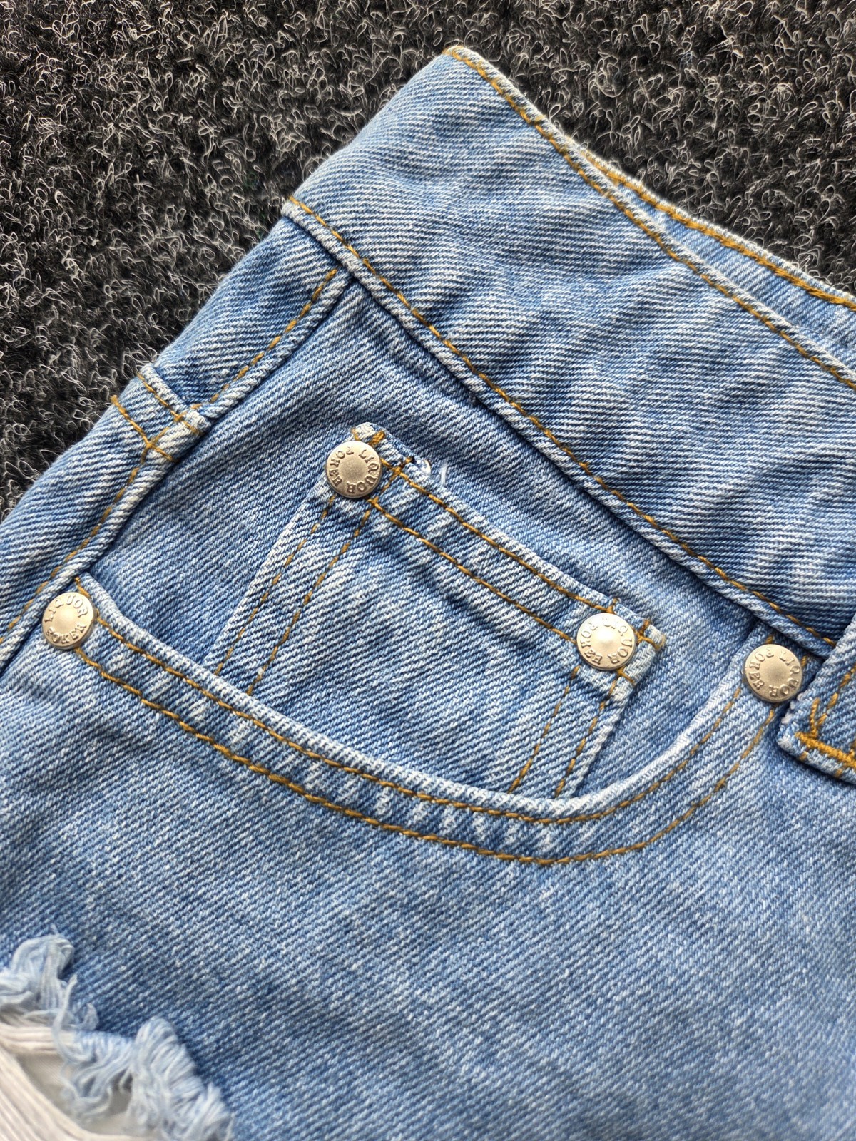 Liquor N Poker Denim Mini Skirt Size 12 Y2K Distressed Ripped Festival Summer image 5