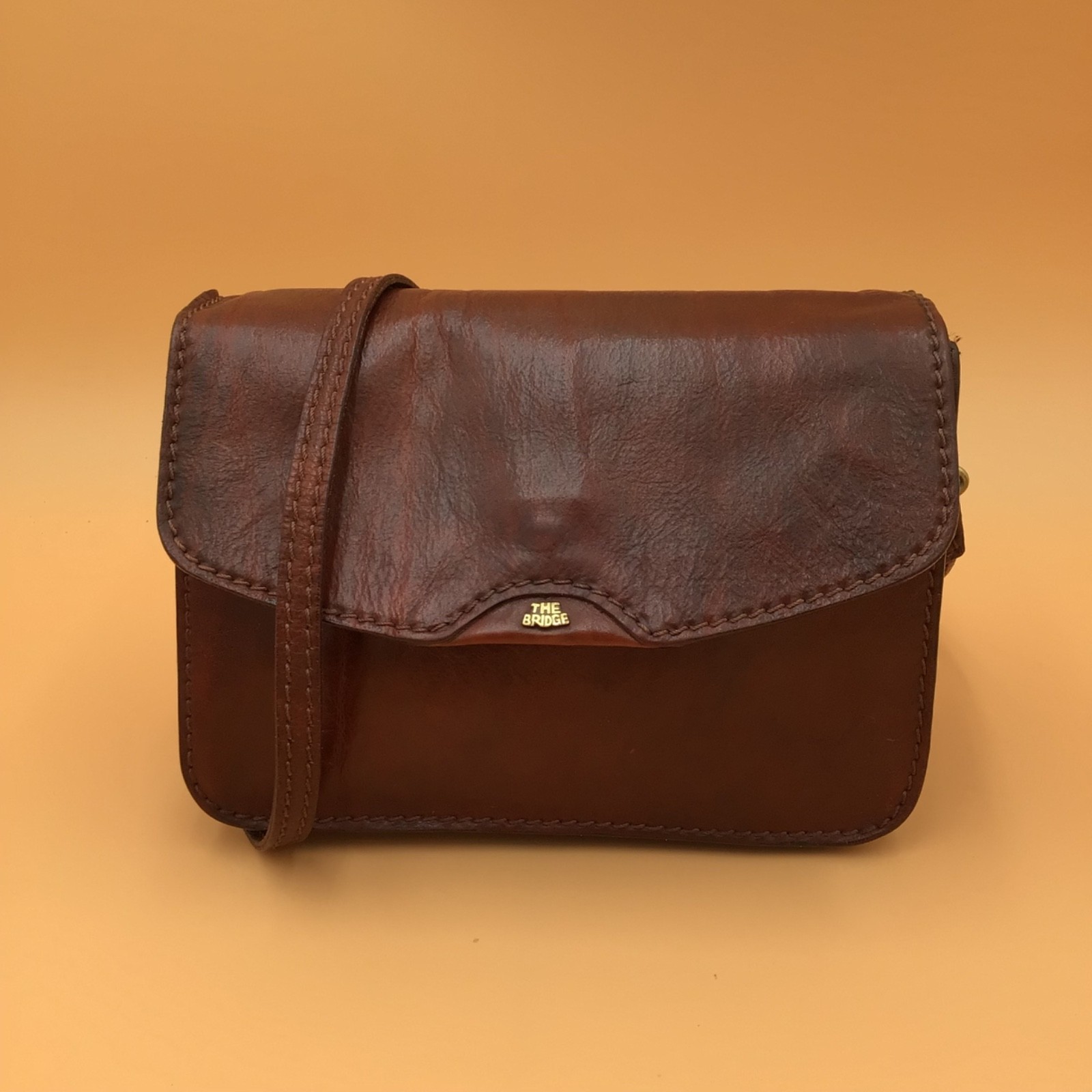 The Bridge Borsa Tracolla Vintage 1990 Italian Leather Bag Cognac Crossbody